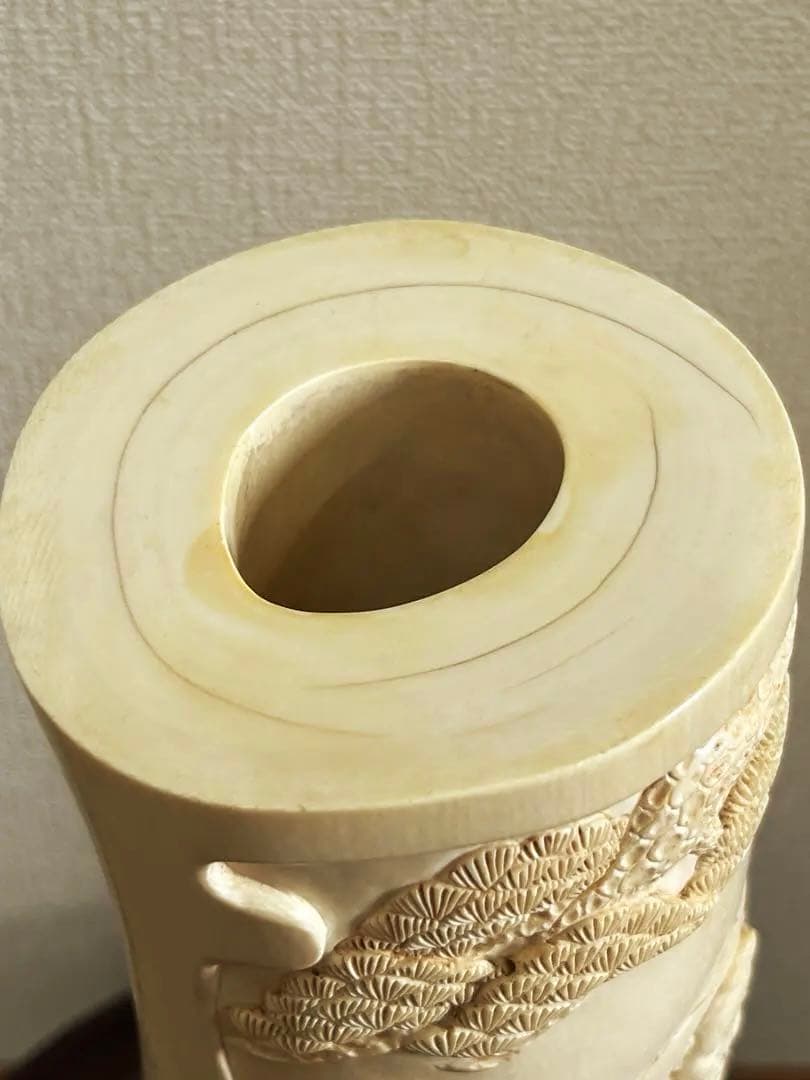 極上　筆筒　泉舟在銘　紫檀台　文房具 （台込の重さ）/3490g