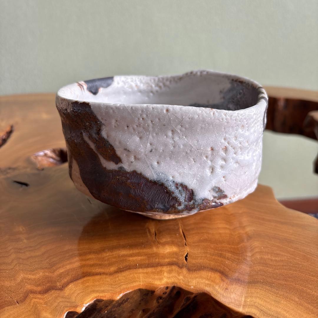 小崎一陽造 志野焼 抹茶碗 茶道具 共箱(10m)