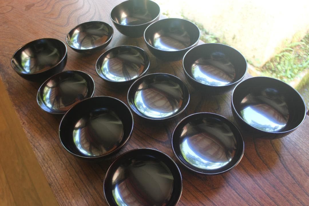 ばら売り可！上質黒漆に極上絵替草花蒔絵のお椀6点（検輪島塗蒔絵椀懐石椀