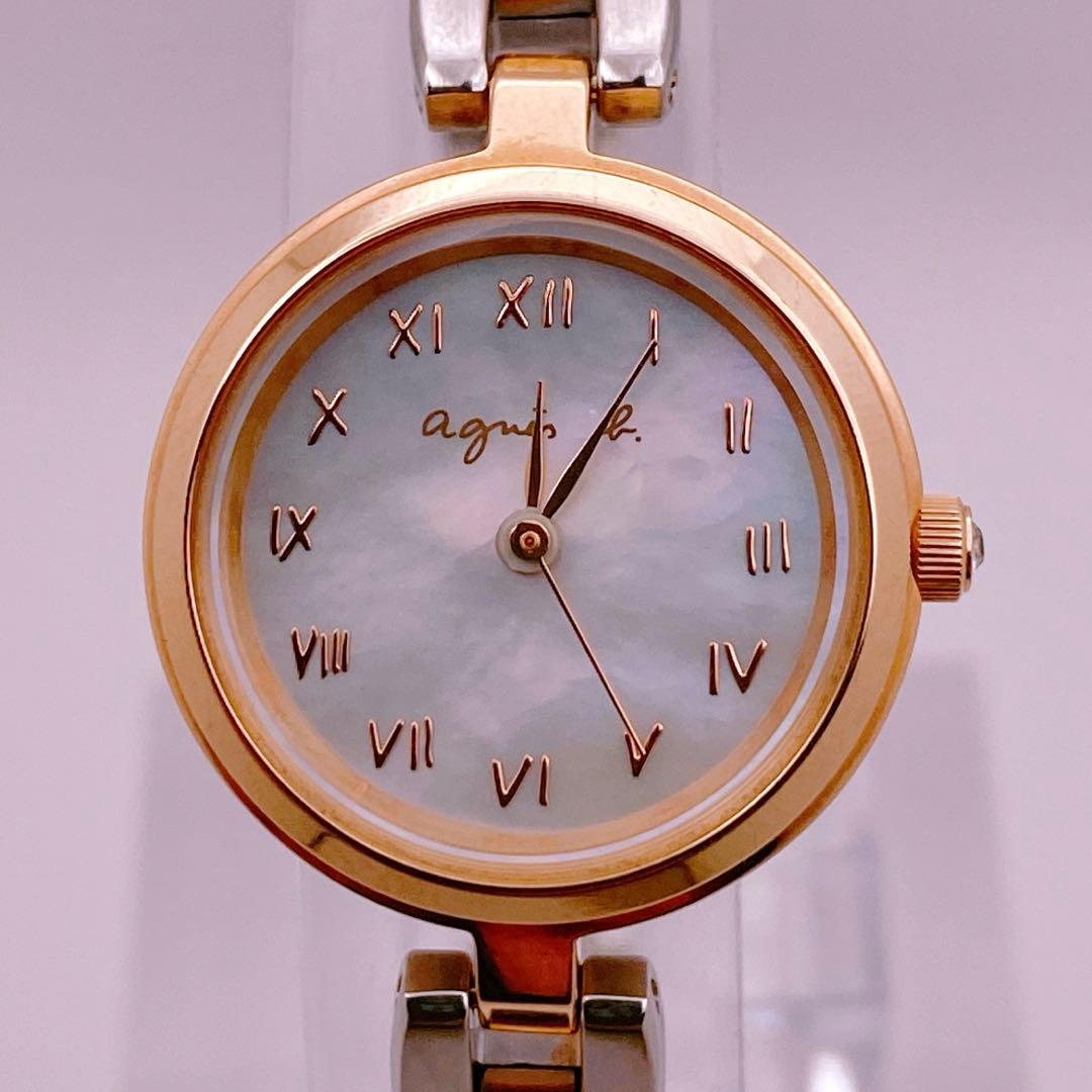 【ふたこ】アニエスベー マルチェロ 　クォーツ デイト　ピンクゴールド