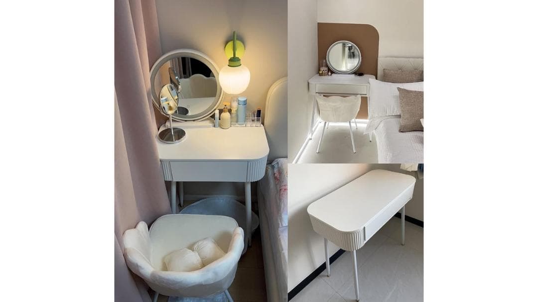 [売約済]ドレッサーデスク LEDミラー付き ホワイト Size : 70cm