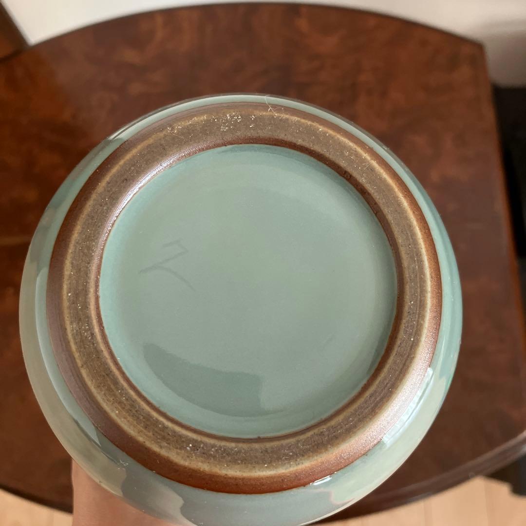 青磁　花入　花瓶　米沢久  造③ 骨董品