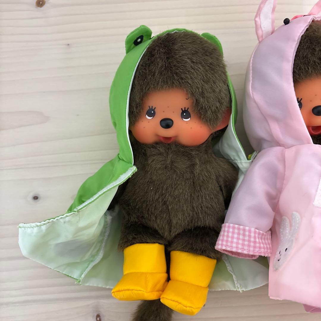 希少　雨の日のカッパを着たモンチッチ３点セット