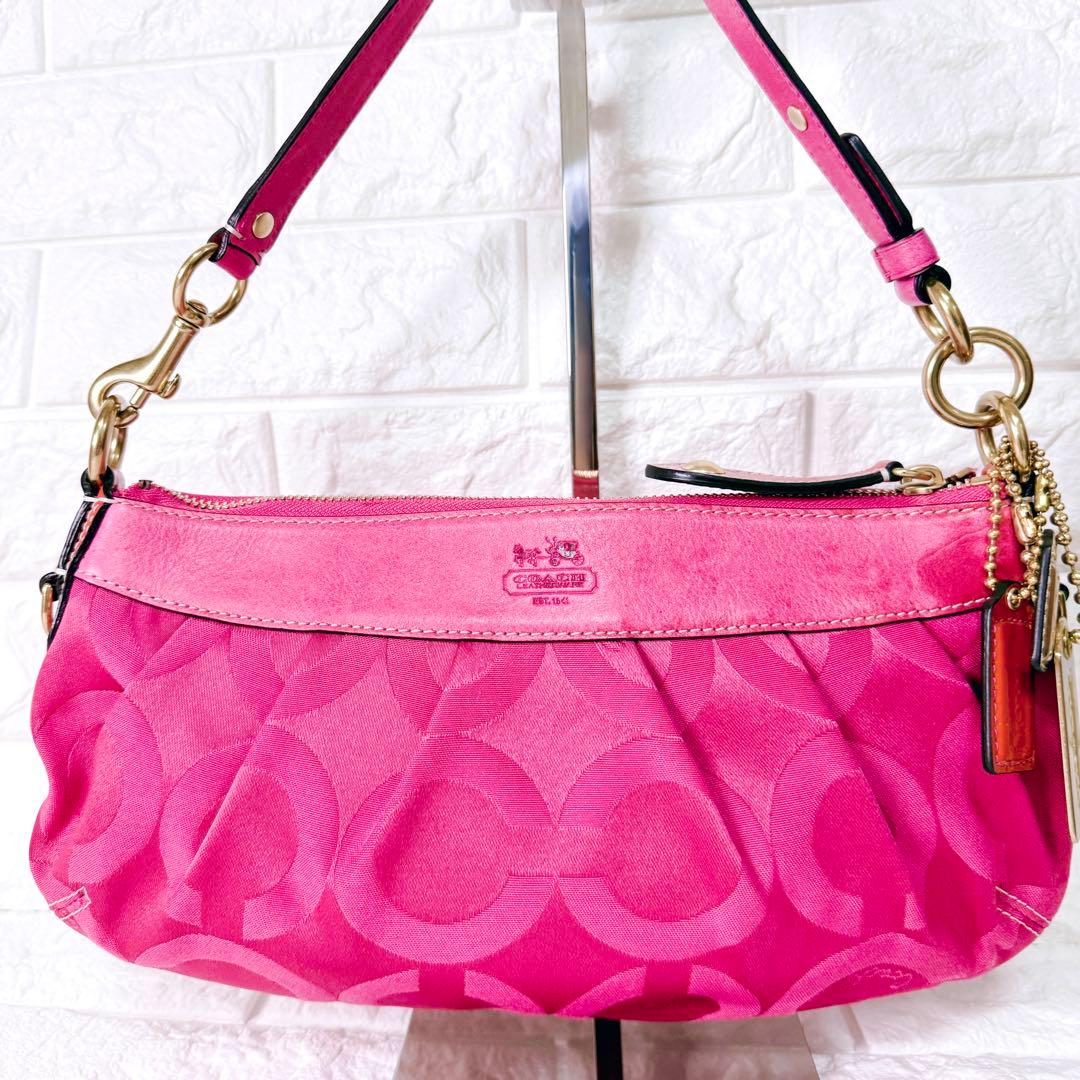 希少✨COACH コーチ オプアート シグネチャー ワンショルダー ハンドバッグ