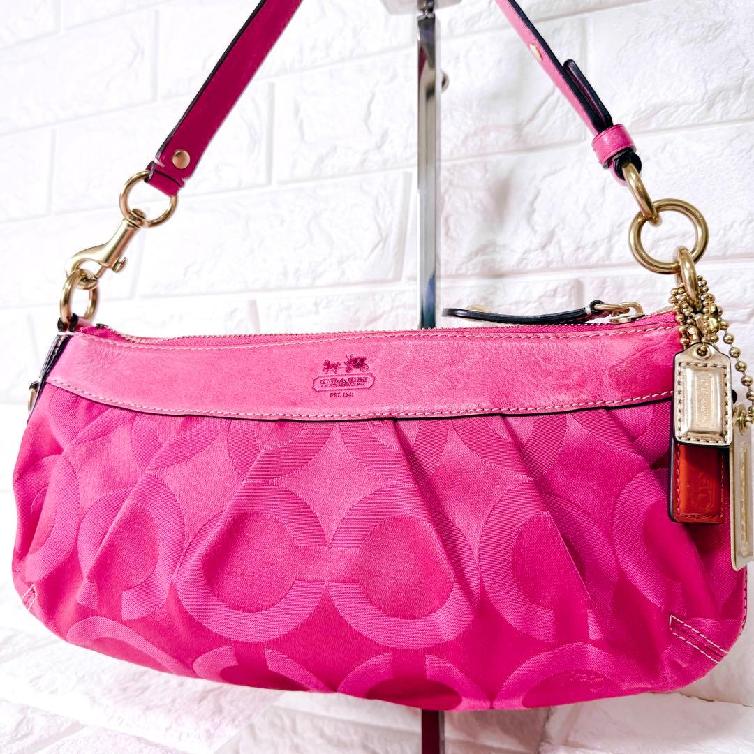 希少✨COACH コーチ オプアート シグネチャー ワンショルダー ハンドバッグ