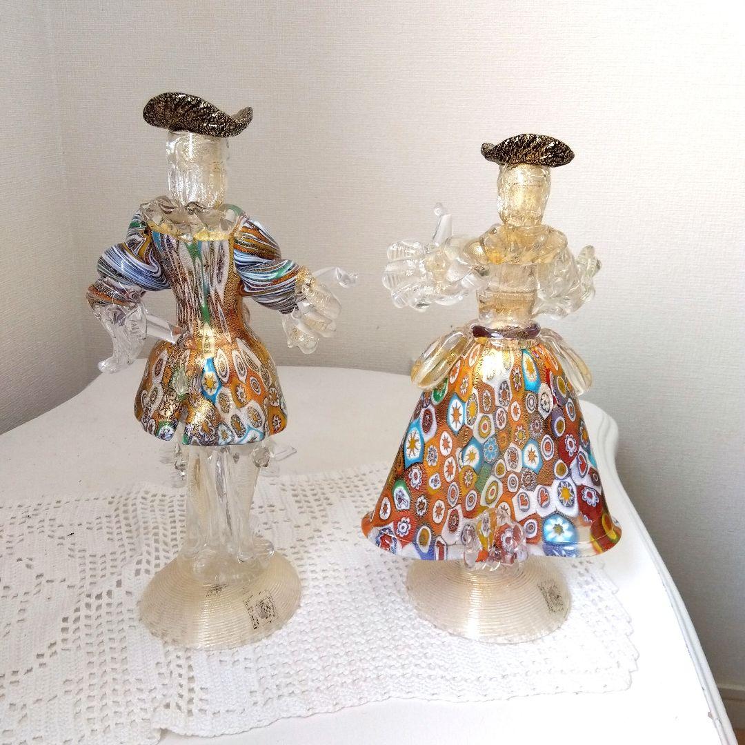 ベネチアンガラス 人形 ムラノ ぺア