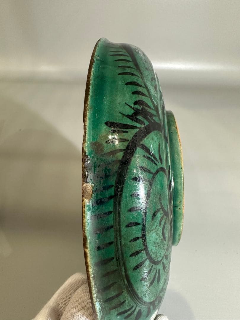 古九谷 花紋 皿 幅19cm 時代