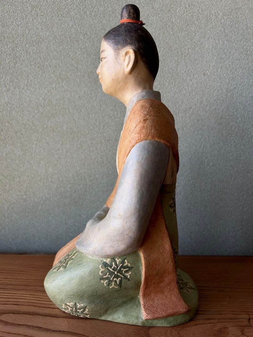 貴重 平中歳子 嬢子坐像 昭和41年 日本工芸会 張子人形 共箱付 紙塑人形