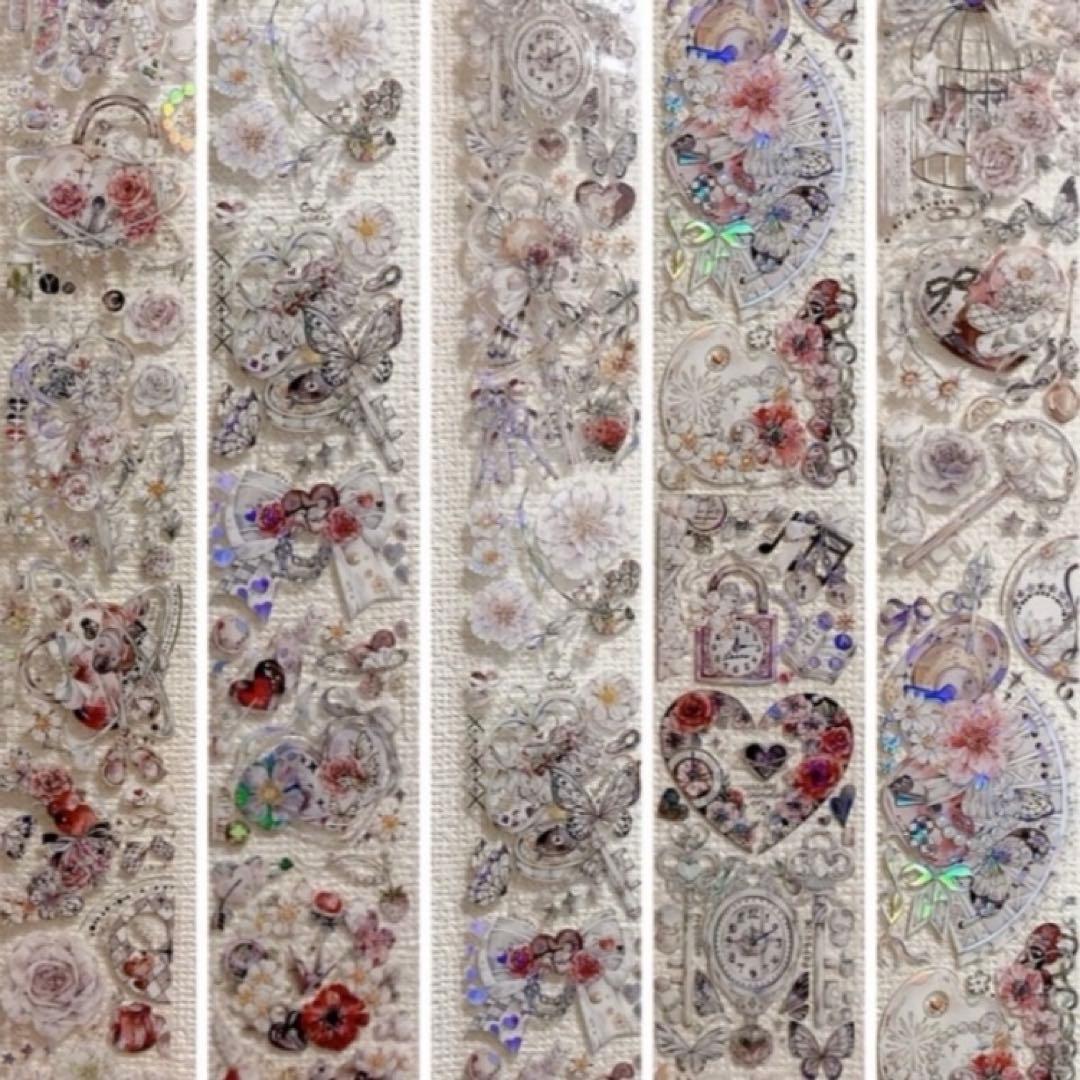 【芯なし中古】装飾 ハート 鍵 海外マステ petテープ