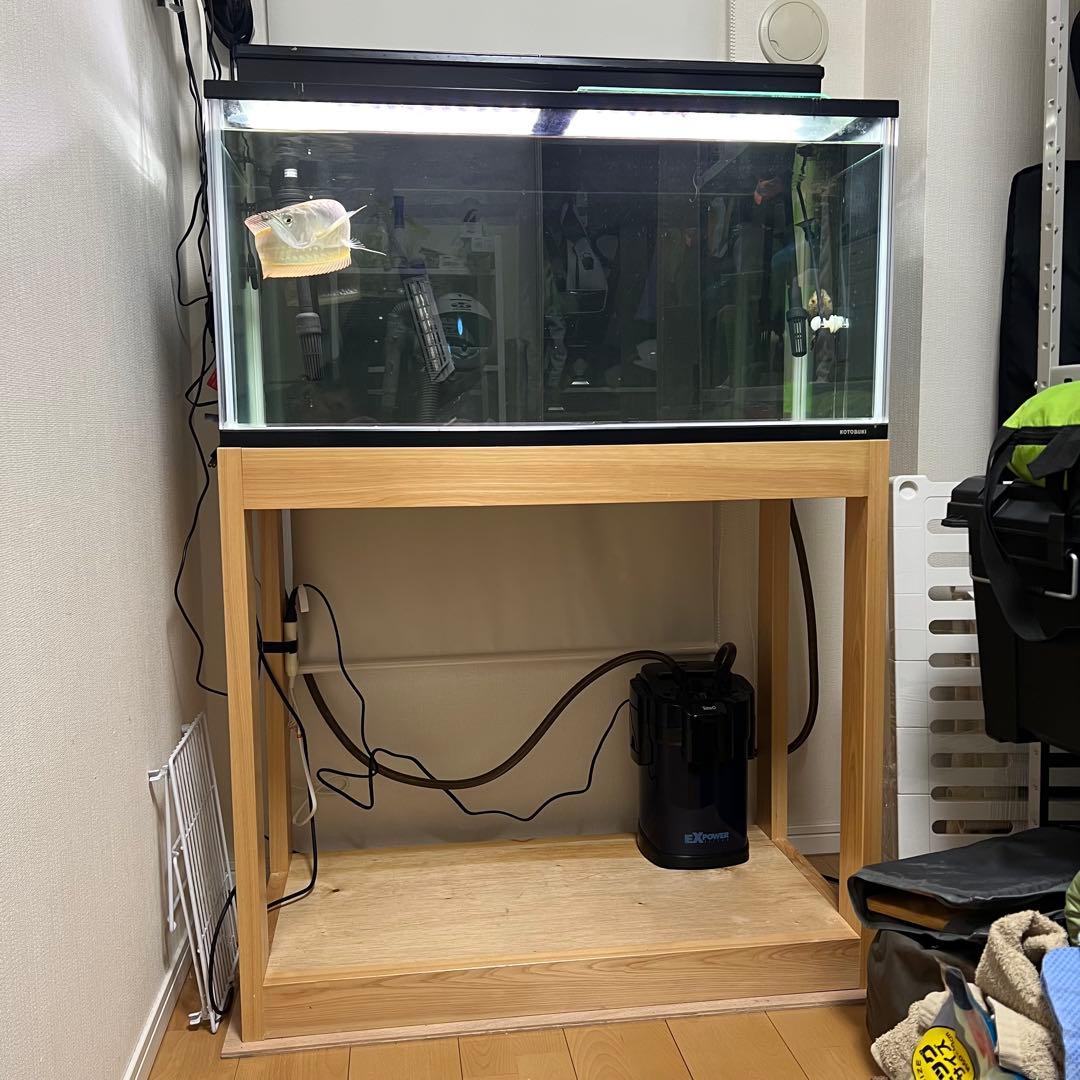 90cm水槽フルセット 水槽＋水槽台＋上部外部フィルター＋ヒーター＋LEDライト