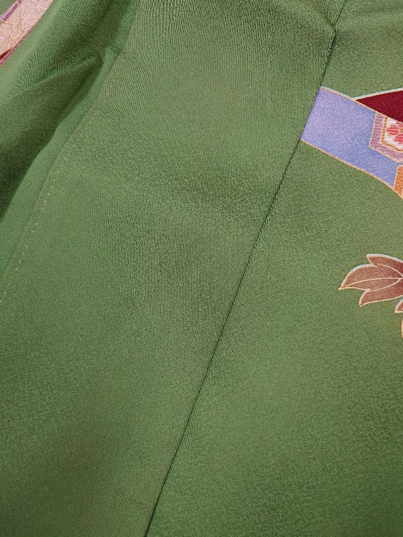 FN11979y 早い者勝ち！着物 振袖 正絹 花柄 御所車 155〜165cm