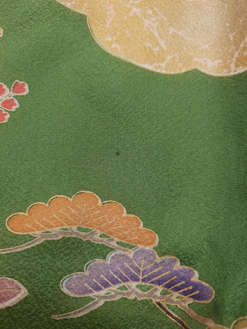 FN11979y 早い者勝ち！着物 振袖 正絹 花柄 御所車 155〜165cm