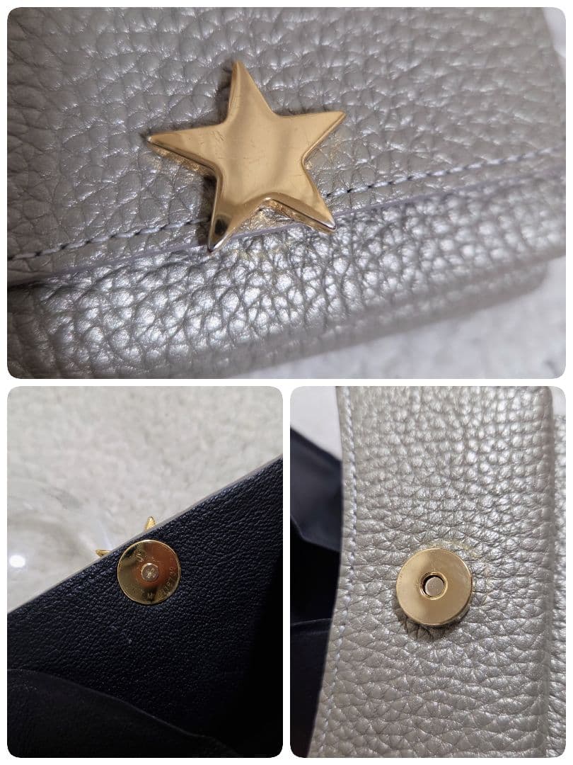 アンメートルキャレ 三つ折り財布 星モチーフ　 シャンパンゴールド