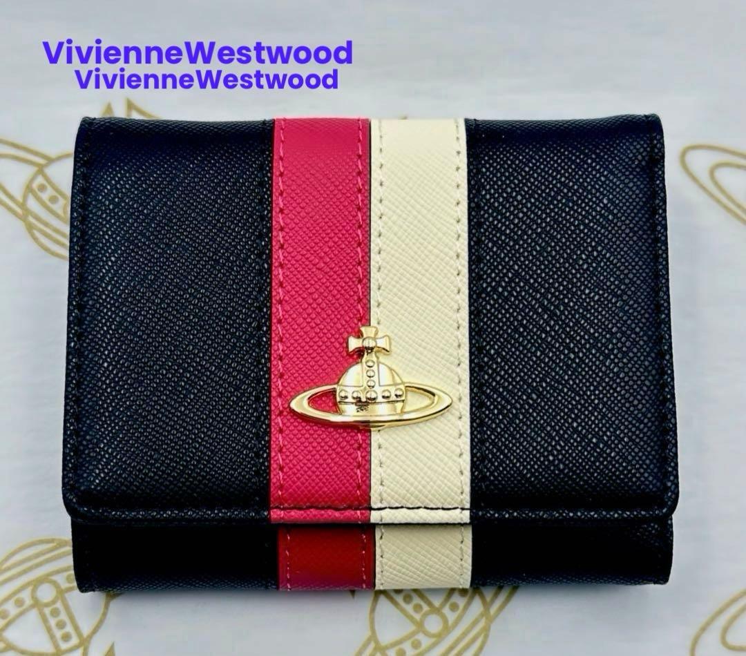 【♡新品♡】Vivienne Westwood 三つ折り財布 黒 トリコロール柄