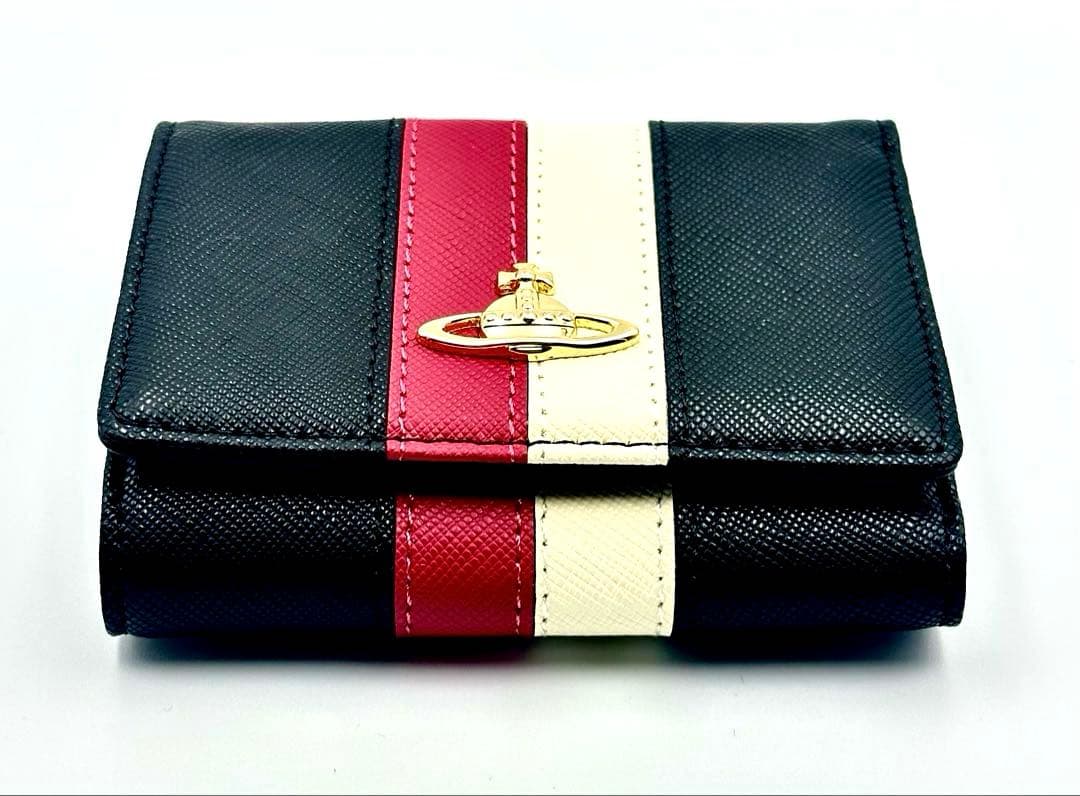 【♡新品♡】Vivienne Westwood 三つ折り財布 黒 トリコロール柄