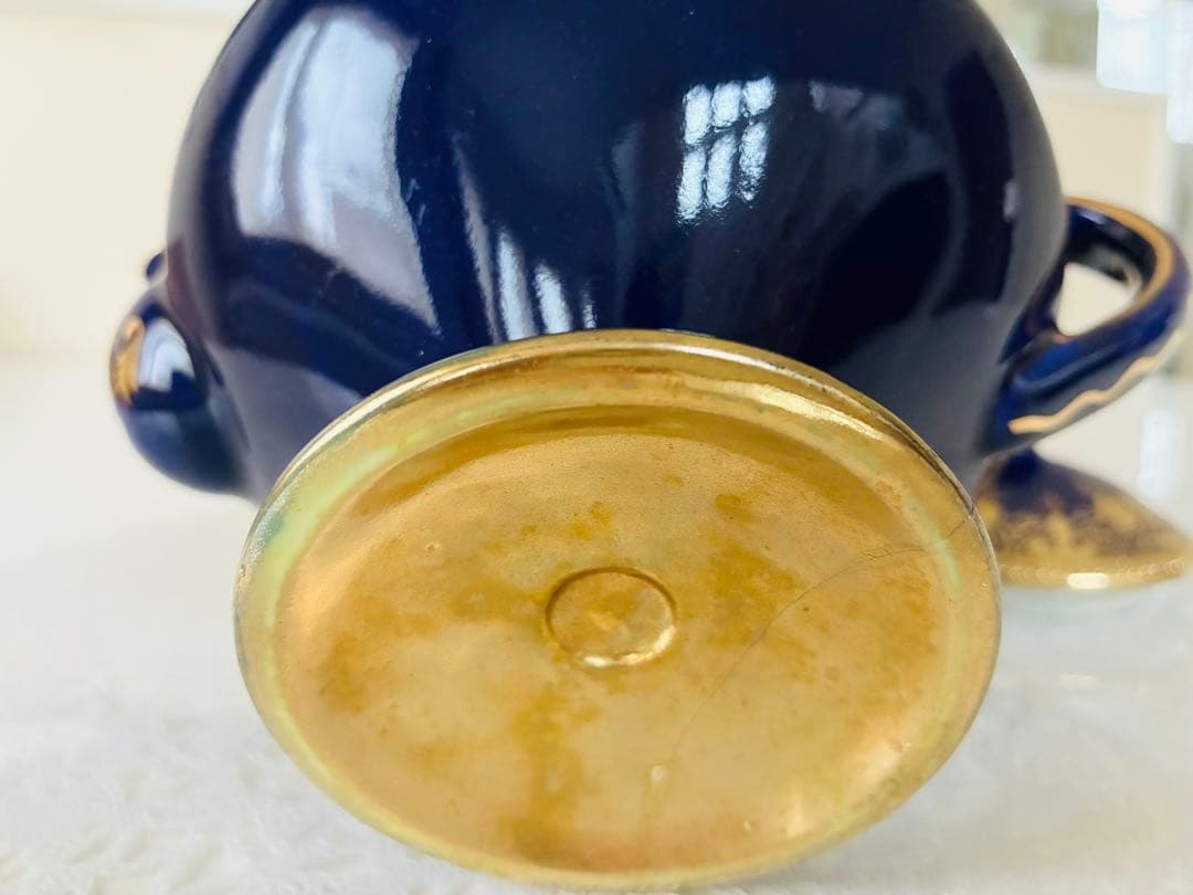 オールドノリタケ 金彩金盛コバルト地ティーセット　カップ&ソーサー　ティーポット