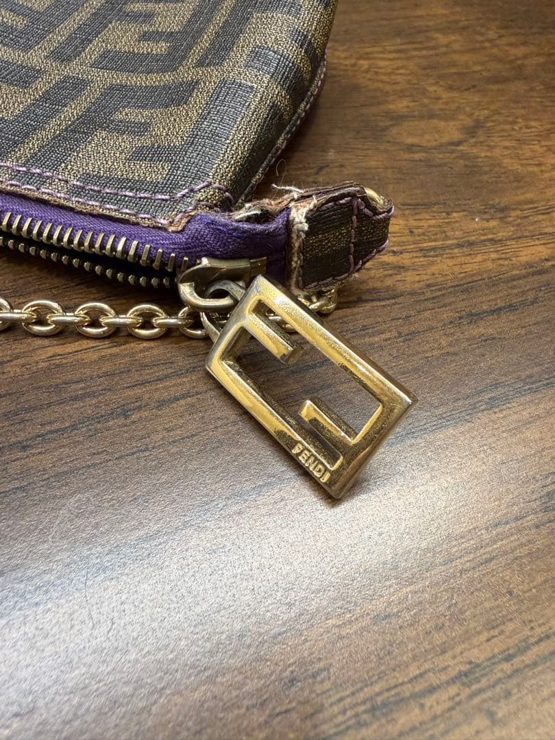 Fendi ダークブラウン グレー ハンドバッグ