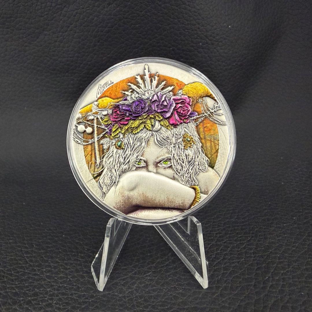 銀貨 ダークビューティーズ ファウナ カラー 超古風仕上げ 大型レリーフ 純銀