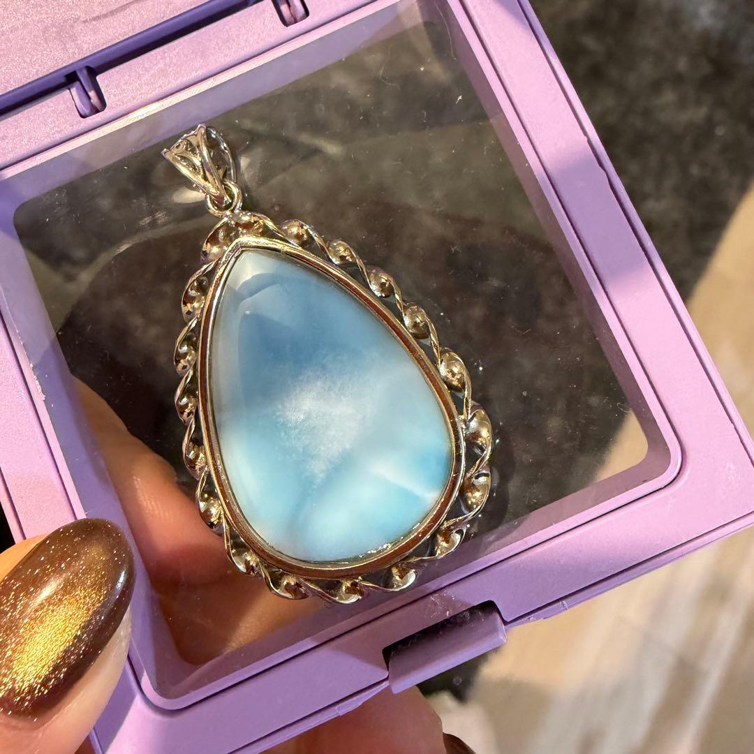 天然石ラリマー滴型ペンダント