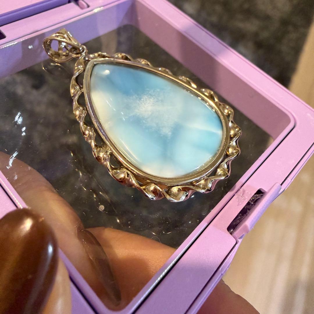 天然石ラリマー滴型ペンダント