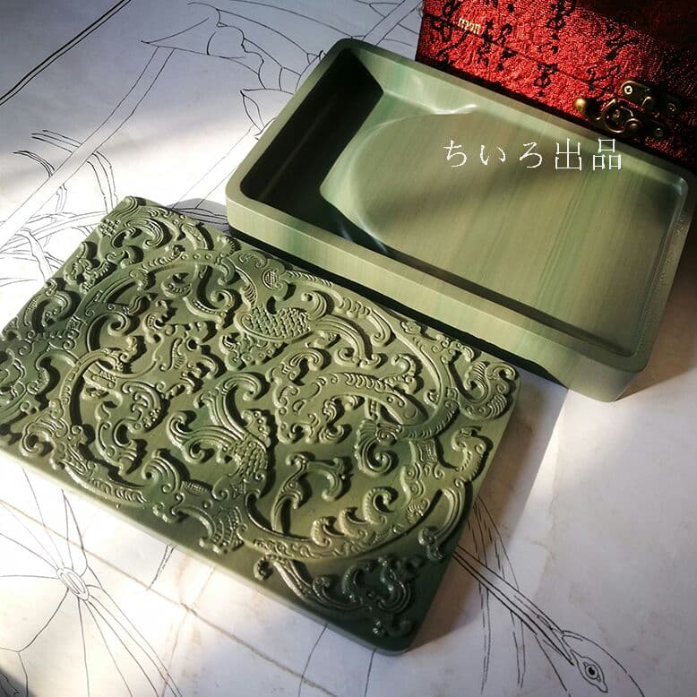 松花硯　天然石硯　書道用品新品未使用n