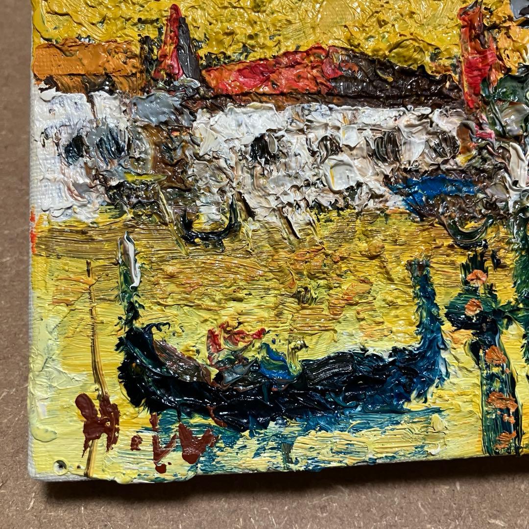 渡辺ひでき　油彩画 ベニス　風景画 木製フレーム付き