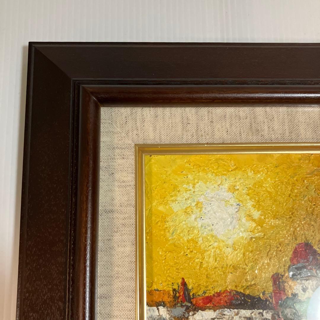 渡辺ひでき　油彩画 ベニス　風景画 木製フレーム付き