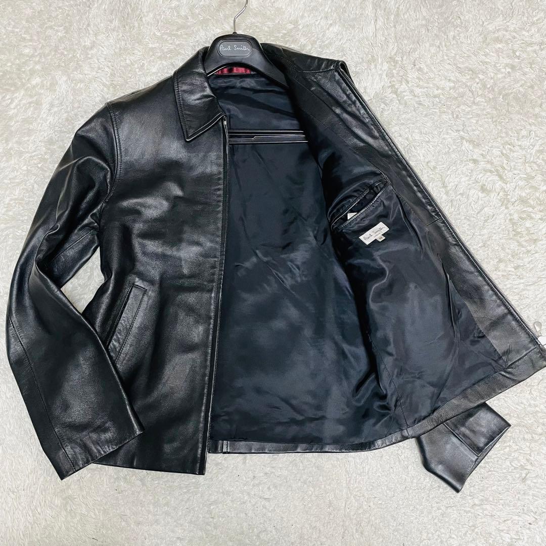 人気✨ポールスミス　ラムレザー　トラッカージャケット　ブルゾン　羊革　黒　M