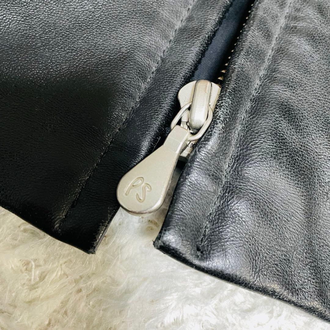人気✨ポールスミス　ラムレザー　トラッカージャケット　ブルゾン　羊革　黒　M