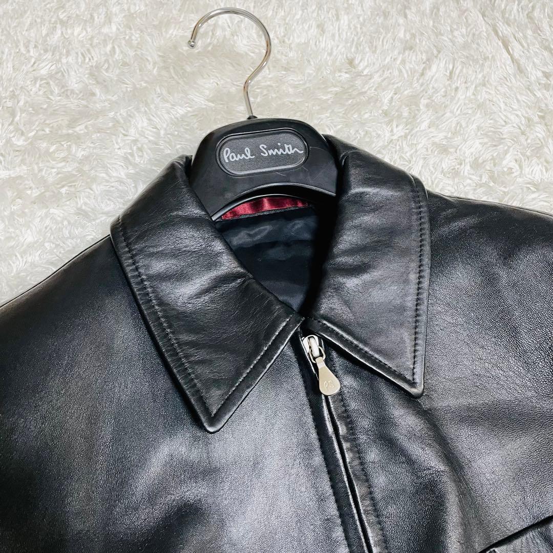 人気✨ポールスミス　ラムレザー　トラッカージャケット　ブルゾン　羊革　黒　M