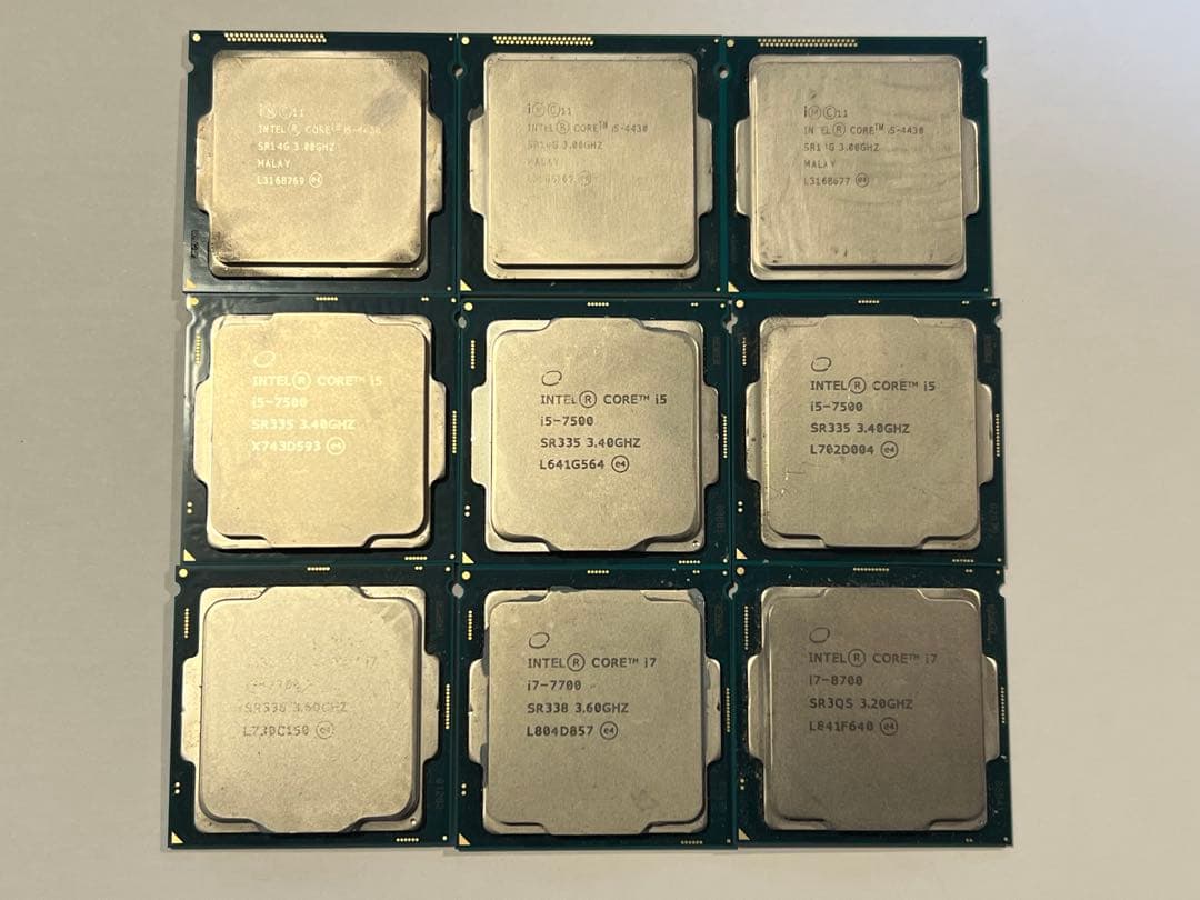 Intel Core i7-8700,i7-7700,i5-7500他 計9個