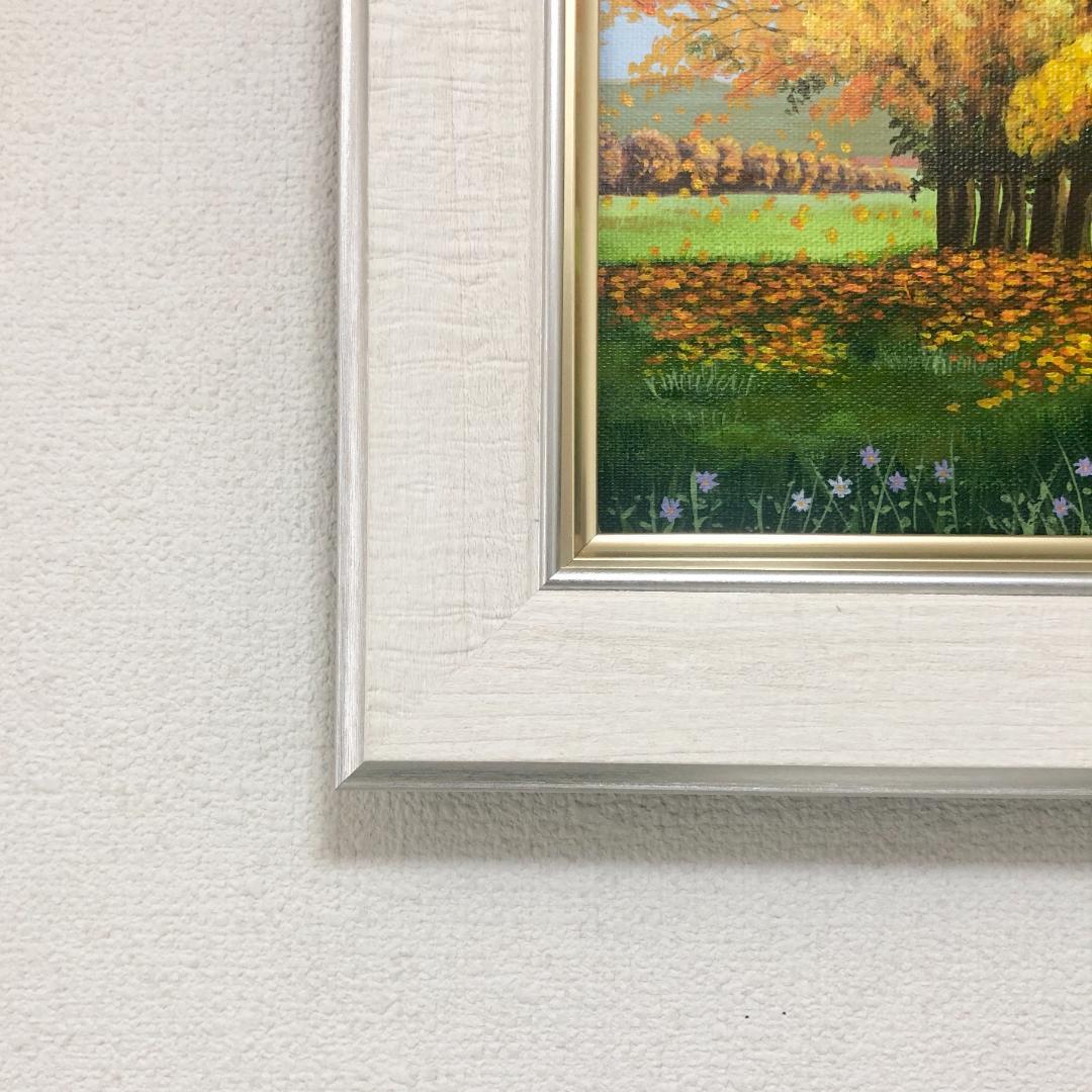 アクリル画　原画　「オータムフィールド03」額縁付　F4サイズ　キャンバス