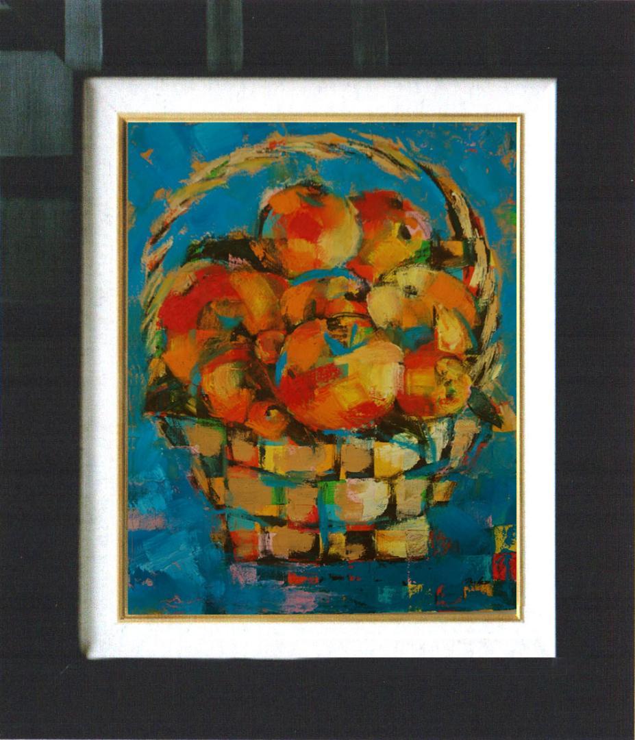 油絵 菅家令子 絵 絵画インテリア 額付(黒) uF6-051721 静物 果物