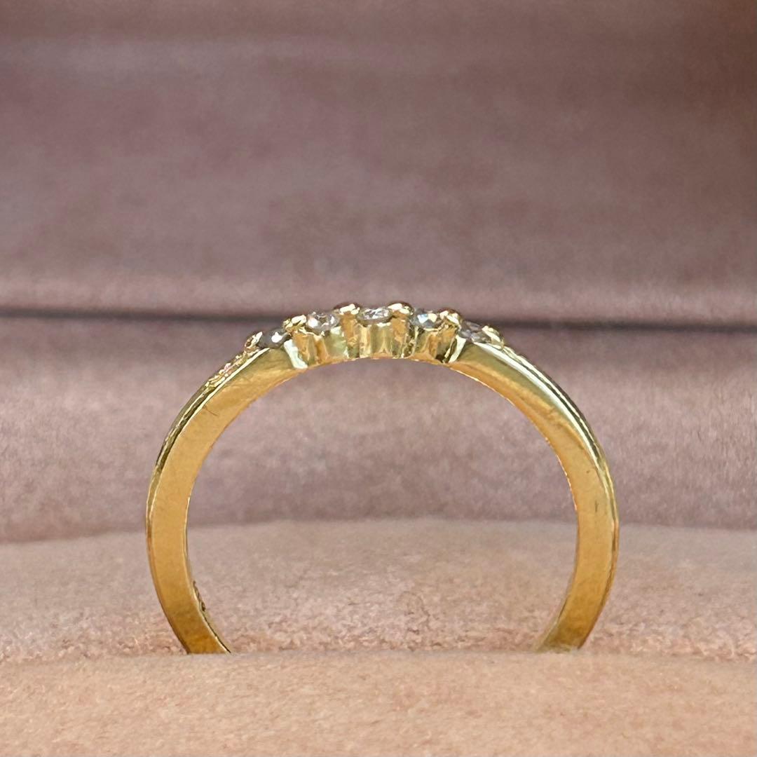 アガット　agete K18 ダイヤモンド　リング　5石　指輪　18金