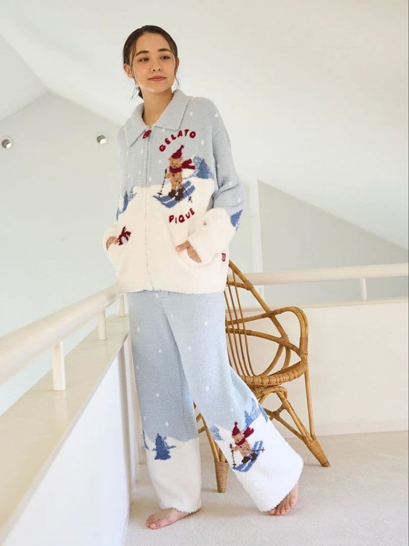 新品タグ付✨ジェラートピケ【HOLIDAY】スキーベアジャガードロングパンツ