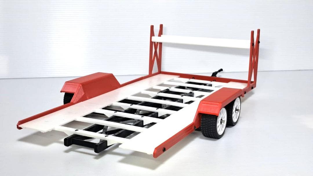 1/10　ラジコン用　車載トレーラー　低床タイプ 2軸仕様 タイヤラック付き