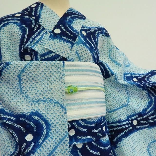 m1906＊美品 有松鳴海絞り 夏着物 綿 手縫い仕立て 高級浴衣