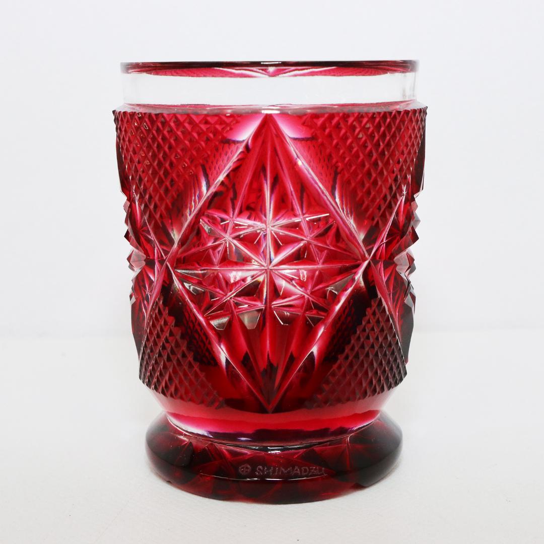 復元 薩摩切子 色被せガラス 切子盃 共布 共箱