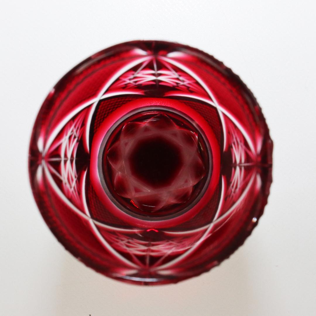 復元 薩摩切子 色被せガラス 切子盃 共布 共箱