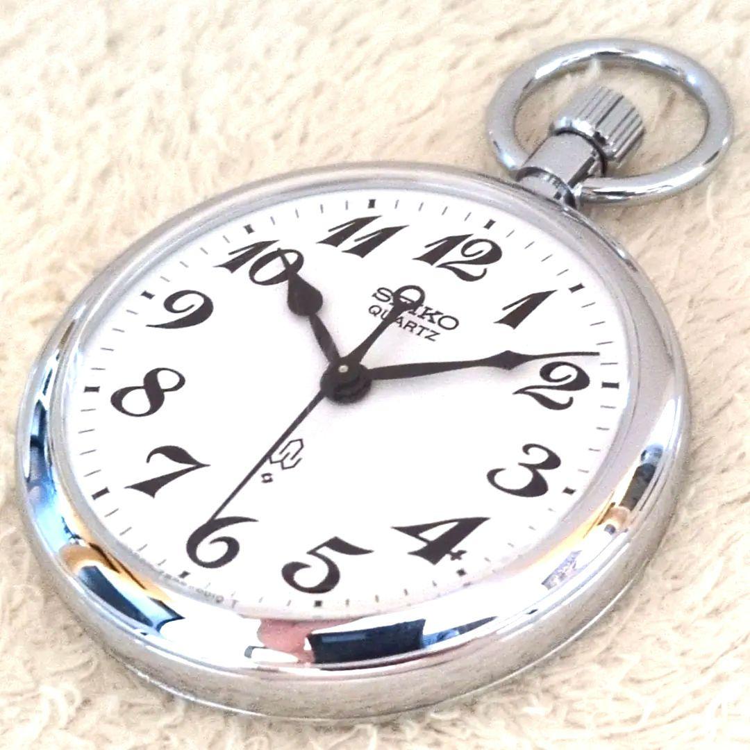 鉄道時計 SEIKO鉄道懐中時計クォーツ(稼動美品)　※今だけ未使用紐付き