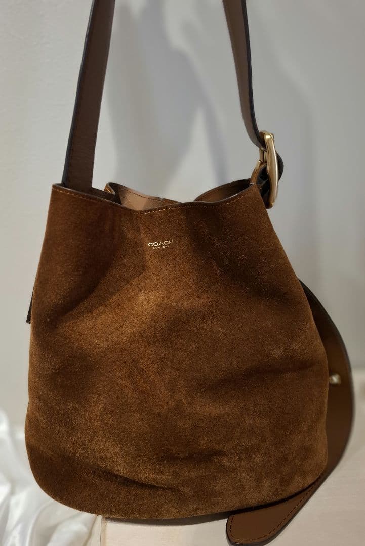 ち*ー様 【美品】COACH ブリーカー バケット バッグ ブラウン 本革 スエ