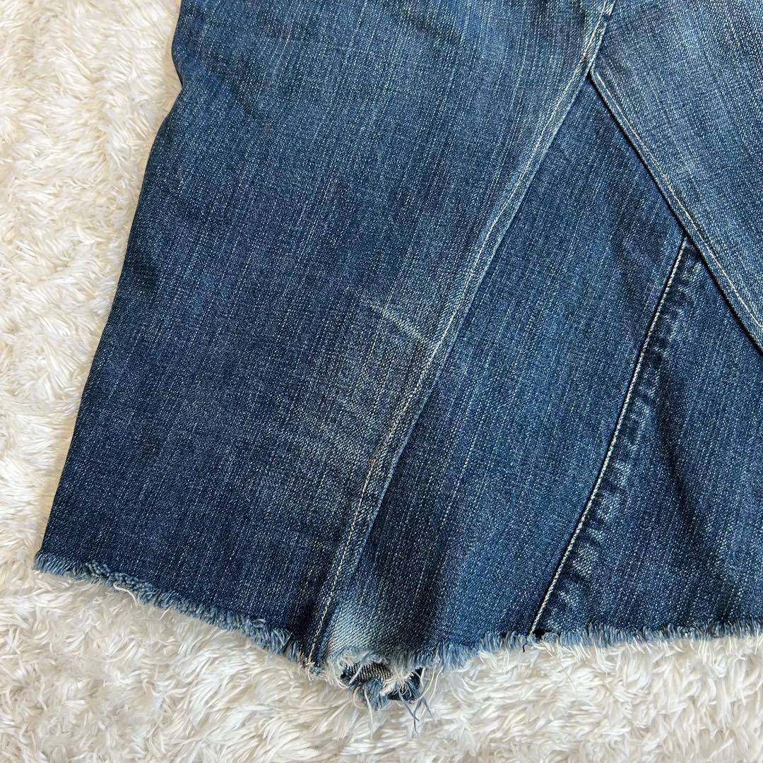 極美品 希少 45rpm デニムスカート インディゴ染め 45R刺繍 リメイク