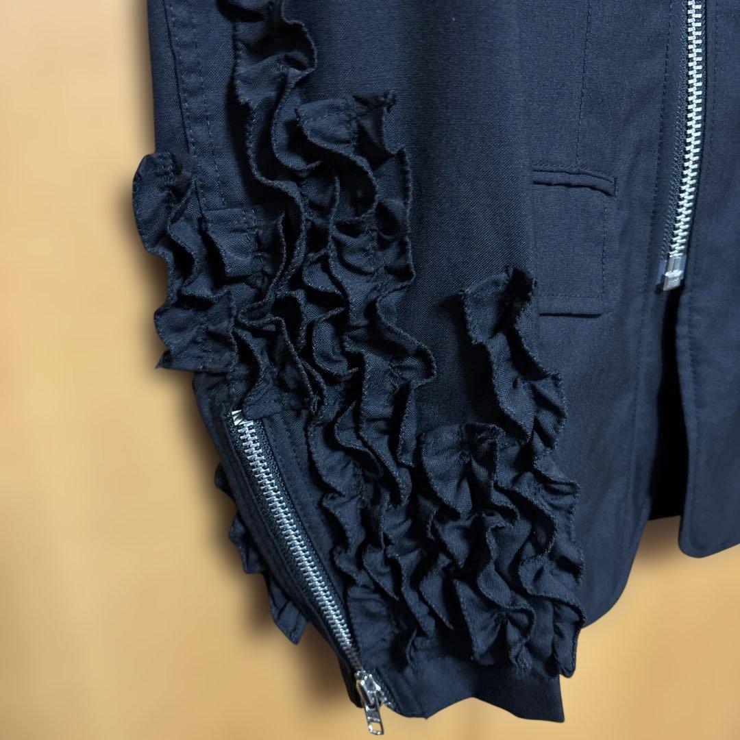 コムデギャルソンオムプリュス　袖フリル　ライダースジャケット