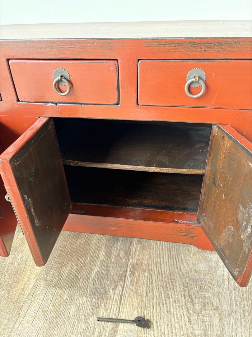 朱塗り　引き出し　収納　中国　小さな収納