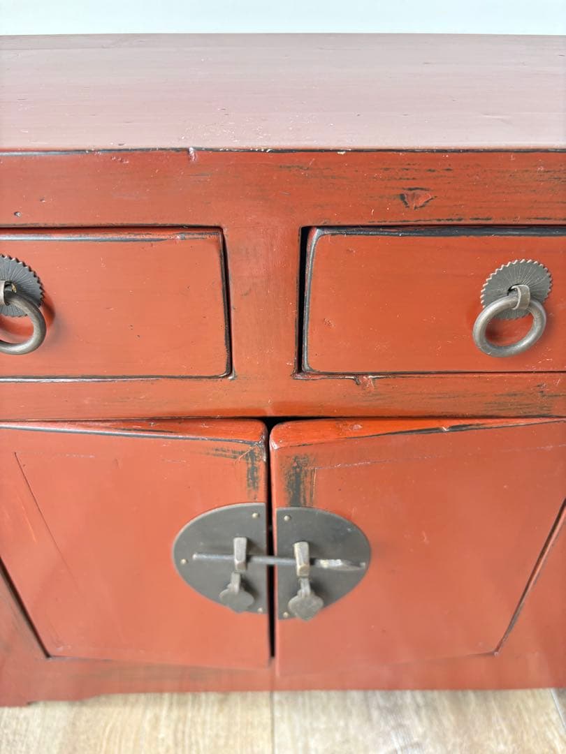 朱塗り　引き出し　収納　中国　小さな収納