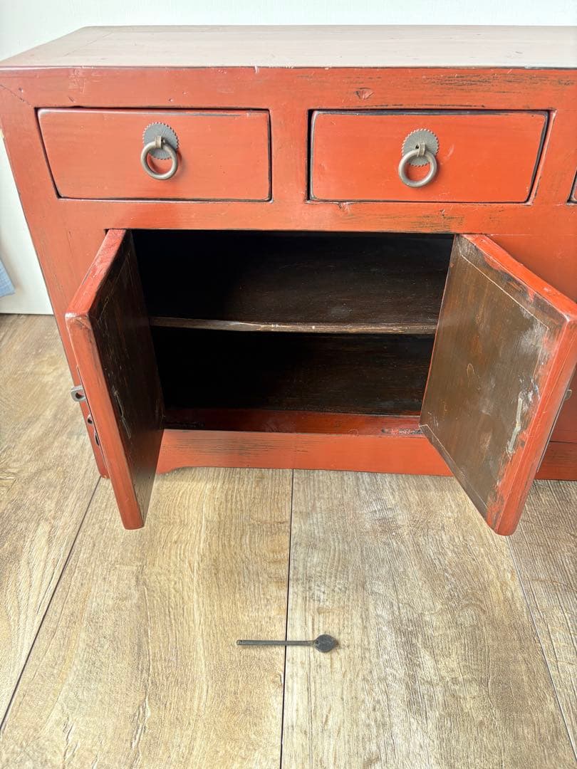 朱塗り　引き出し　収納　中国　小さな収納