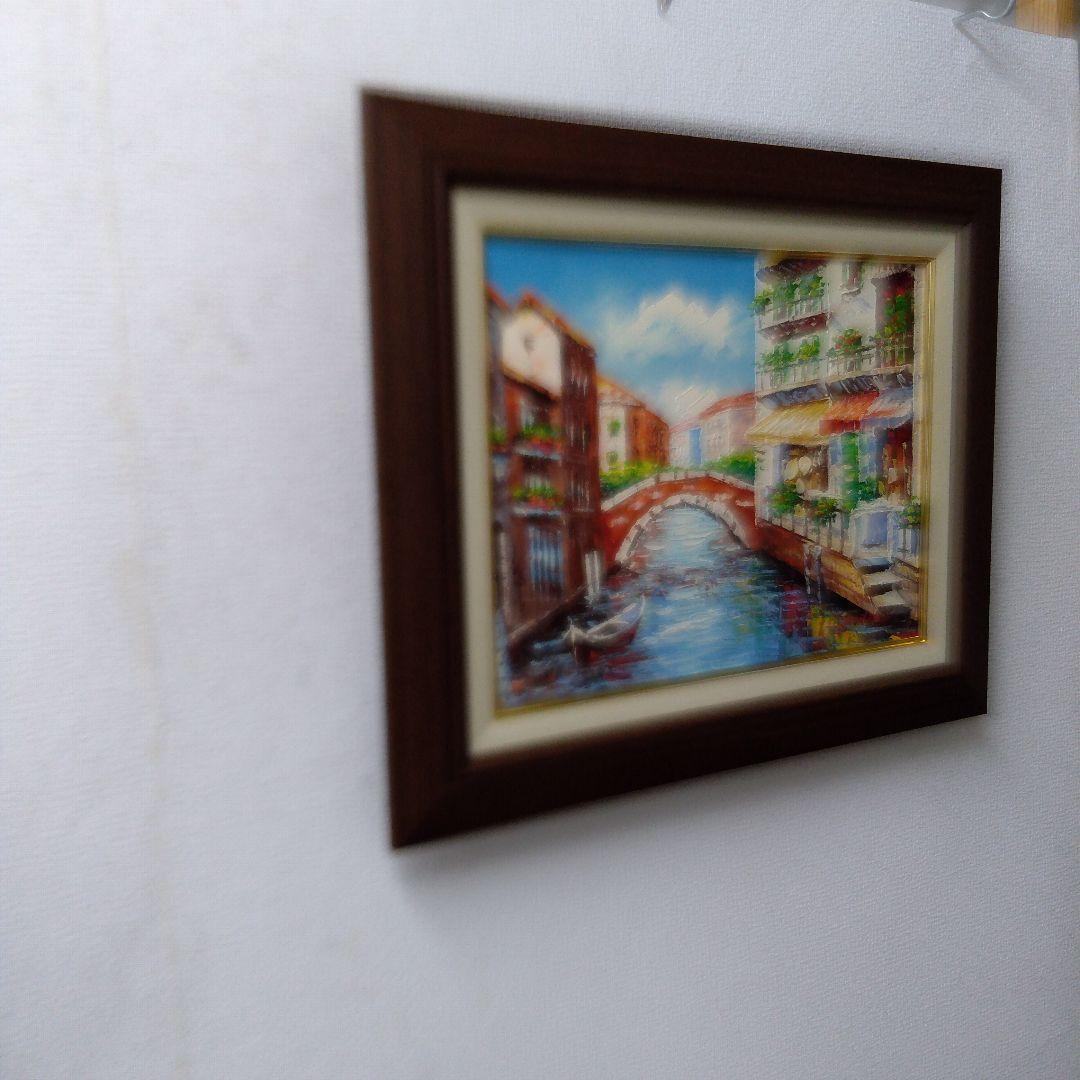 肉質油絵　横　F6　ヨーロッパ風景　額装仕上げ品