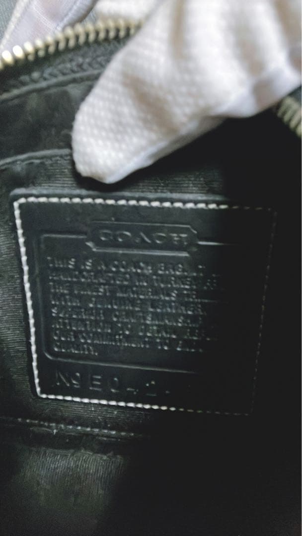【美品】コーチ COACH アクセサリーポーチ シグネチャー レザー ブラック