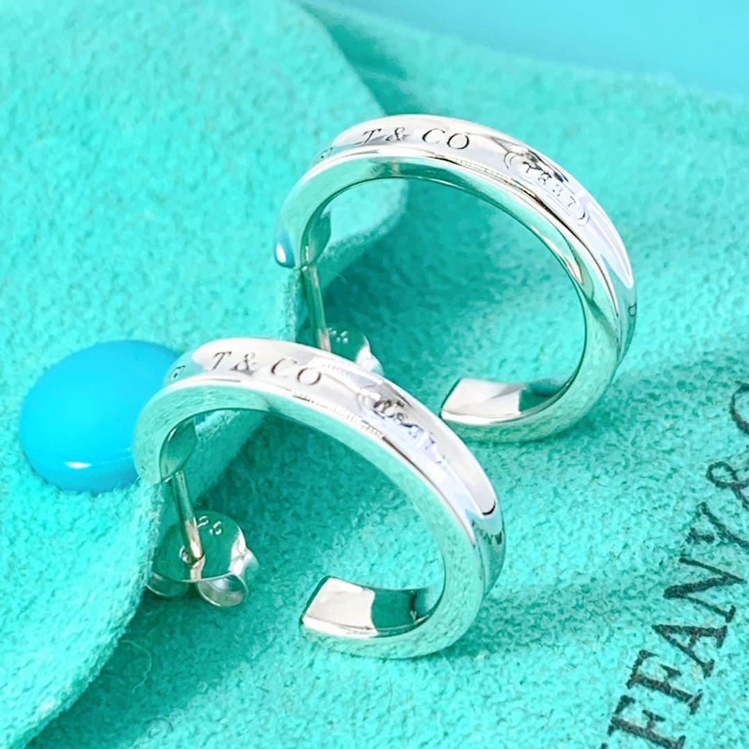 美品 ティファニー 1837 ナロー フープ ピアス キャッチ社外品 シルバー