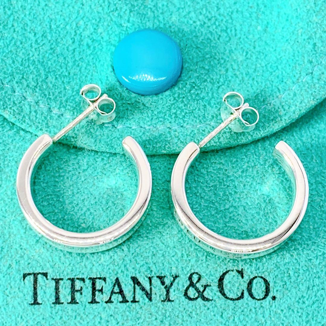 美品 ティファニー 1837 ナロー フープ ピアス キャッチ社外品 シルバー